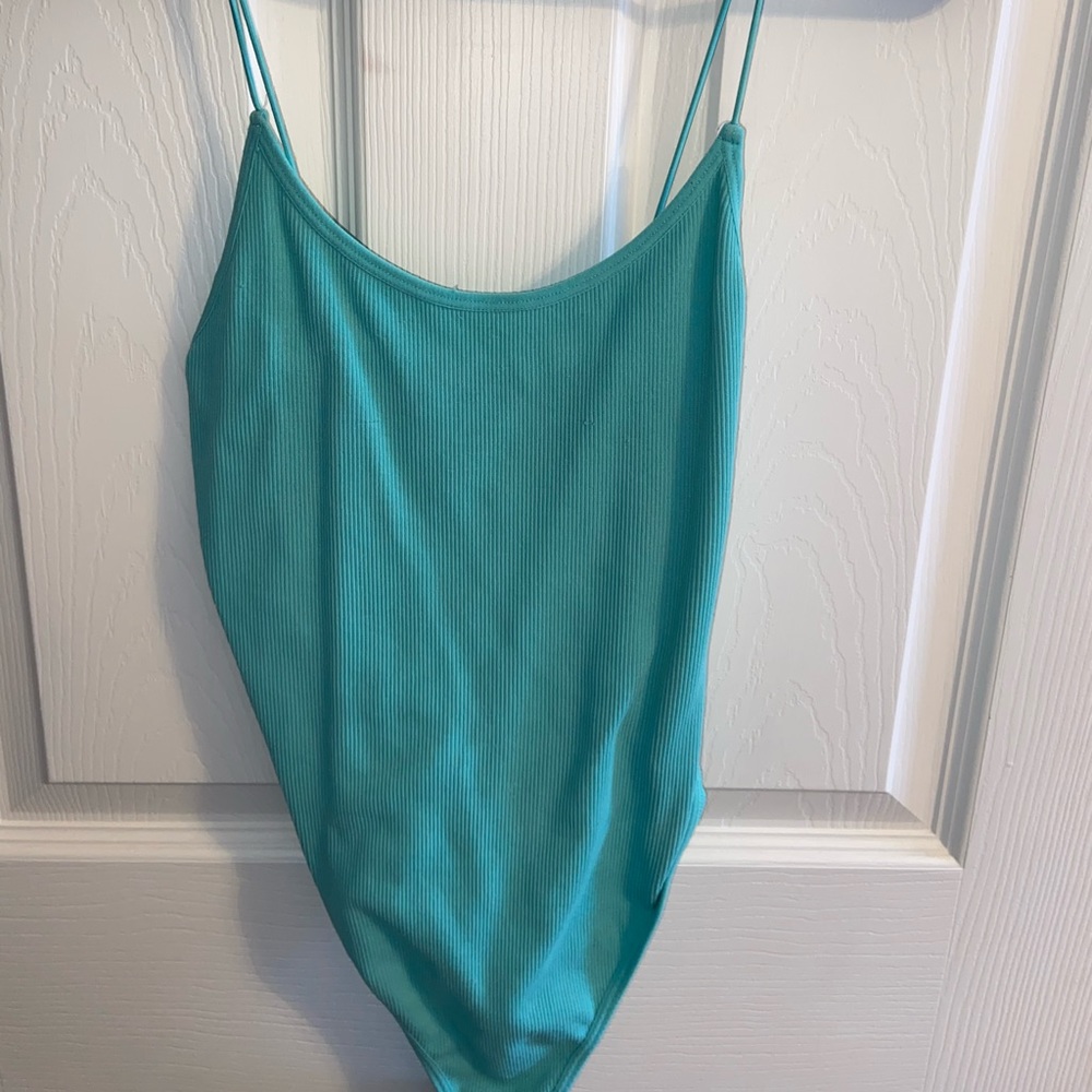 teal blue bodysuit